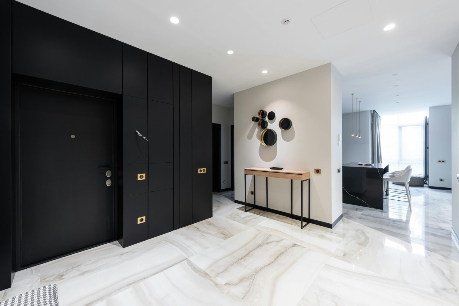 Tile installation. White and gray tile flooring