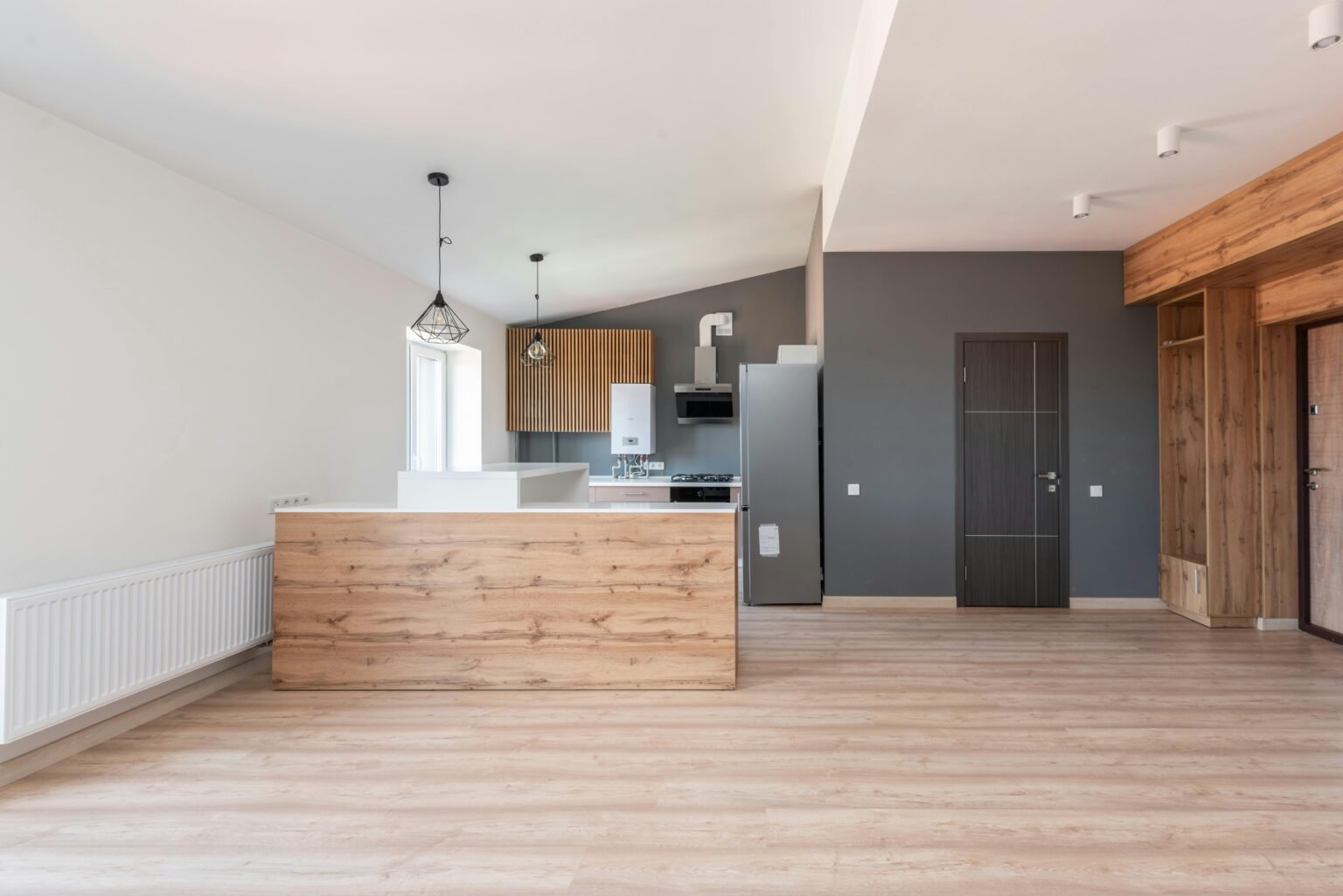 Hardwood floor refinishing in Manhattan. Freshly sanded and buffed wooden floors